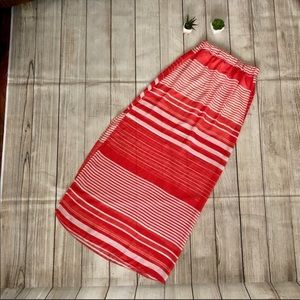 A’gaci orange and white striped maxi skirt NWT